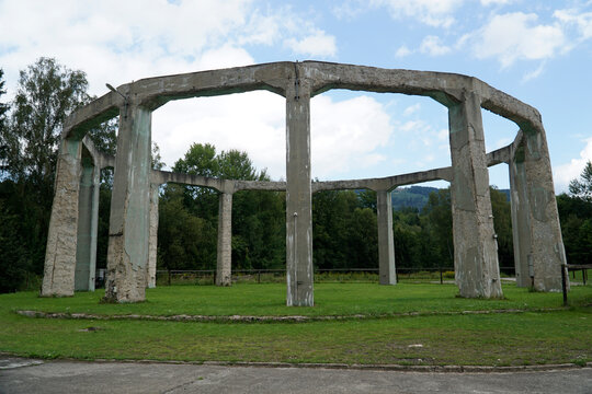 Round concrete structure called "Mucholapka" (fly catcher) built by Nazi Germany in Ludwikowice Klodzkie, Poland