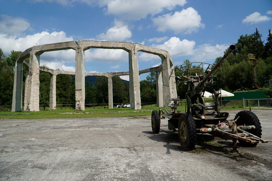 Round concrete structure called "Mucholapka" (fly catcher) built by Nazi Germany in Ludwikowice Klodzkie, Poland
