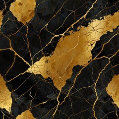 A Golden Portoro marble texture with a black background and striking gold veins.