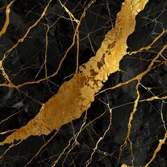 A Golden Portoro marble texture with a black background and striking gold veins.