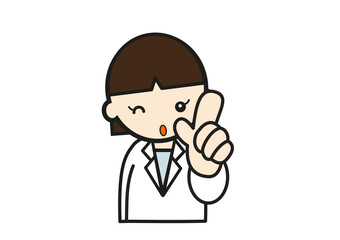 アドバイスする白衣の女性