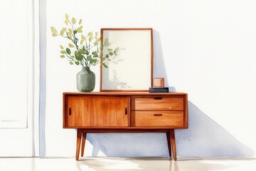 Low-angle perspective of a classic Midcentury modern entryway