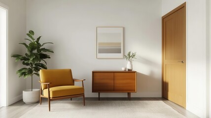 Low-angle view of a stunning Midcentury modern entryway