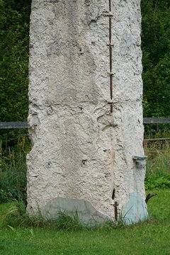 Pillar of concrete structure called "Mucholapka" (fly catcher) built by Nazi Germany in Ludwikowice Klodzkie, Poland