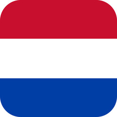 Netherlands flag with rounded rectangle shape and transparent background