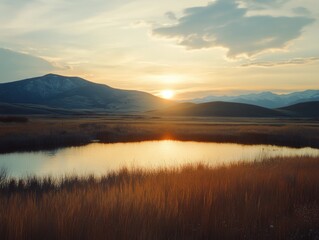 Fototapeta premium Serene Sunrise in the Wilderness