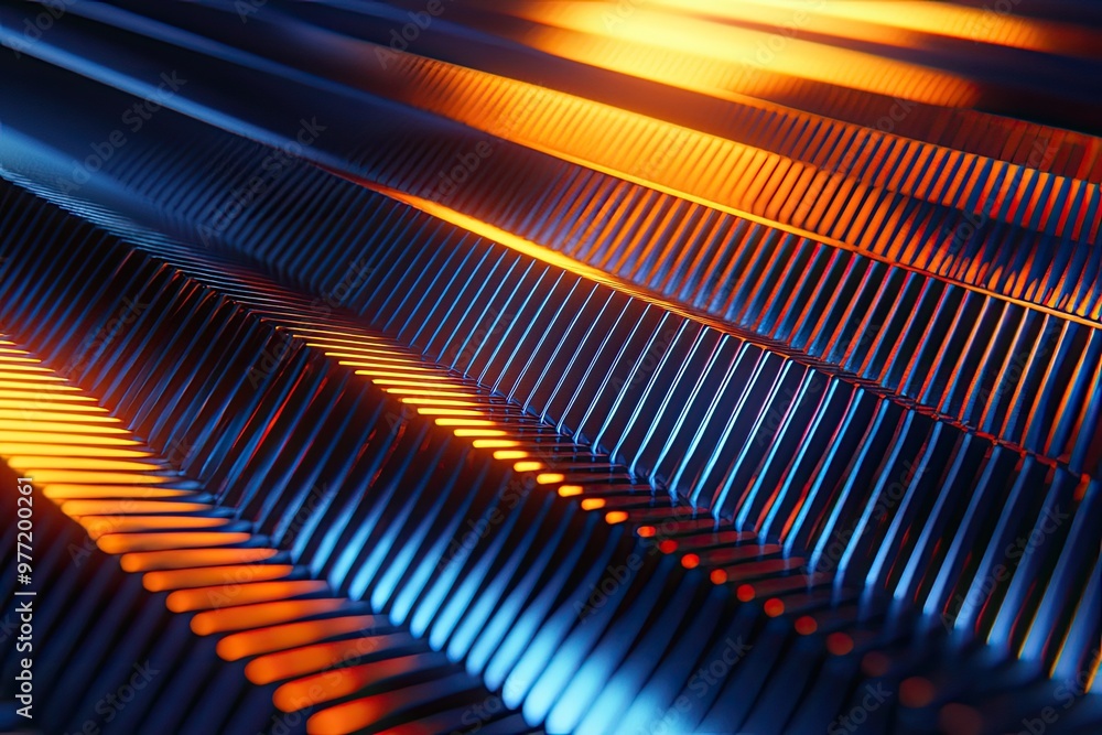 Sticker abstract waves of light and color create a dynamic visual experience with rich hues of blue and oran
