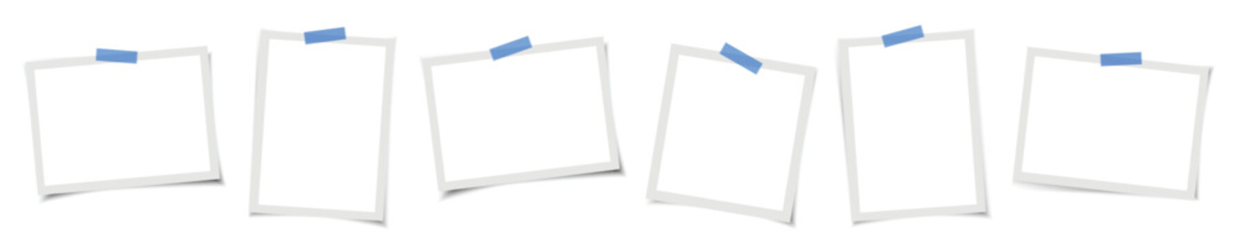 Set of vintage photo frame with adhesive tape, white background. Vintage style. Vector illustration with adhesive tapes. 3D vector EPS10 Mockups. Retro Photo Frame Template for your photos or text