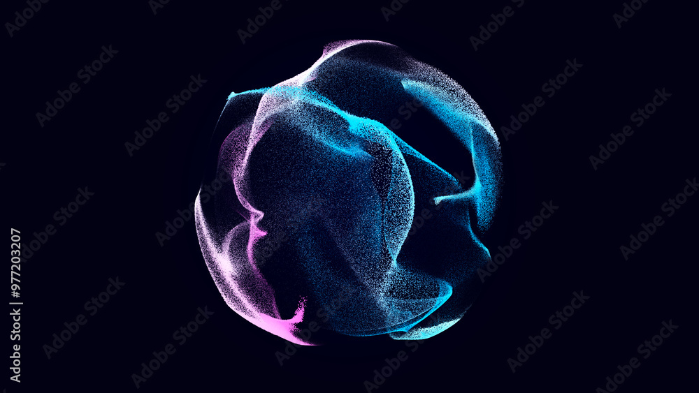 Fototapete Sphere with connecting points. Global Connection Technology. The accumulation of information. 3D rendering.