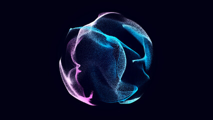 Sphere with connecting points. Global Connection Technology. The accumulation of information. 3D rendering.