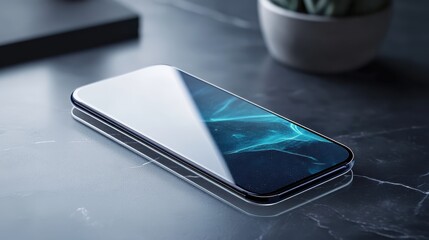 Glass screen protector mockup with a smartphone underneath