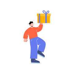 Boy with giftbox illustration