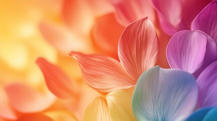Fototapeta premium Stunning Rainbow Hued Flower Petals on a Multicolored Background. Minimalist Wallpaper Art for Modern Aesthetics.