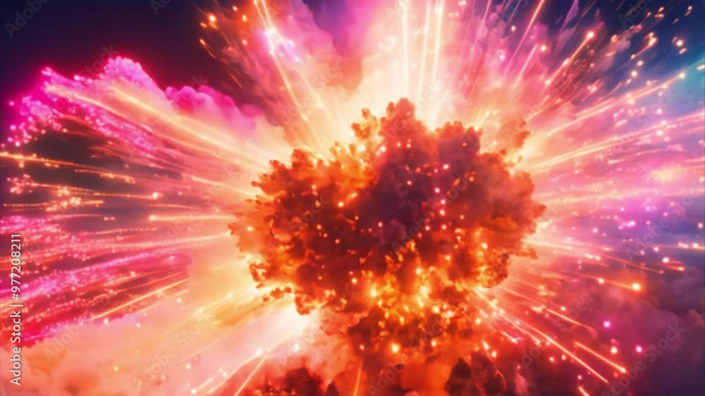 Poster Abstract Explosion with Colorful Sparks and Smoke