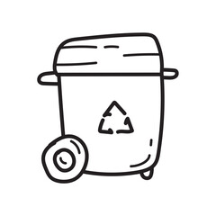 doodle rubbish bin, hand drawn rubbish bin icon outline