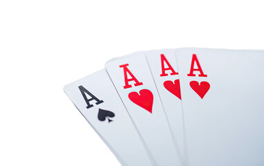 Obraz premium Four aces playing cards on white background,png
