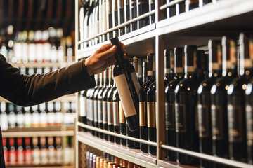 Cavist Selecting Fine Bottle From Extensive Wine Cellar Collection