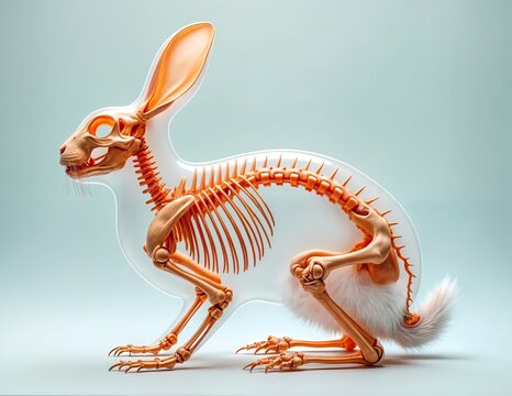 X-ray anatomical illustration of a rabbit skeleton