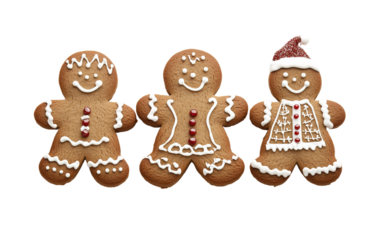 Gingerbread christmas cartoon on white background,png