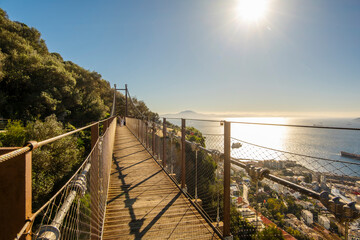 Beautiful Landscape of the Windsor Suspension Bridge from Gibraltar in Spain's South Coast, UK -...