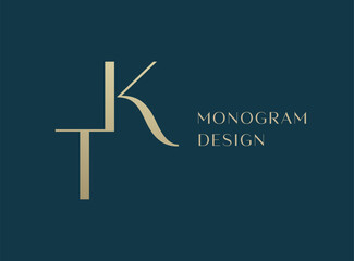 KT or TK letter logo icon design. Classic style luxury initials monogram.