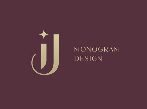 IJ letter logo icon design. Classic style luxury initials monogram.