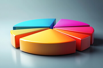 Obraz premium Colorful pie chart segment representation for business analysis and presentation purposes.