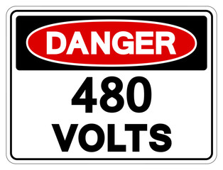 Danger 480 Volts Tag Symbol Sign,Vector Illustration, Isolate On White Background Label. EPS10