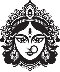Maa Durga Face Vector Silhouette
