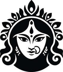 Maa Durga Face Vector Silhouette