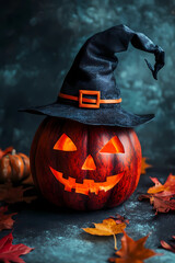 Photo of a child with face painting in the style of Day of the Dead, wearing colorful flowers on her head and looking at the camera, isolated on a yellow background with copy space area.
