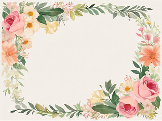 Fototapeta premium A blank wedding invitation adorned with a watercolor floral frame