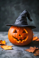 Photo of a child with face painting in the style of Day of the Dead, wearing colorful flowers on her head and looking at the camera, isolated on a yellow background with copy space area.