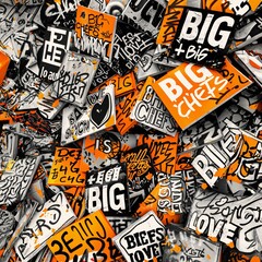 Fototapeta premium A Pile Of Orange And Black Signs, a high resolution AI illustration