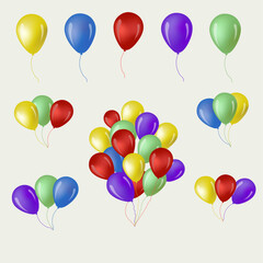 balloons set red green blue yellow color