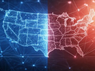 Obraz premium A modern graphic representation of the electoral college system bold red and blue design