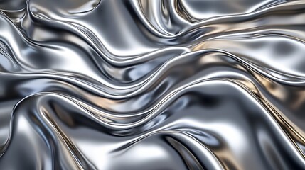 Naklejka premium Abstract metallic background withchrome shiny waves. Chrome Waves Background.