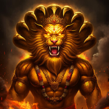 Indian ancient god vishnu narsimha avtar