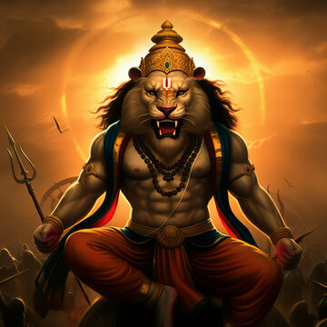 Indian ancient god vishnu narsimha avtar