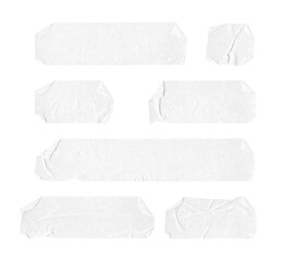 Collection of adhesive tape pieces on transparent background	