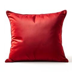 19. A luxurious red velvet pillow isolated on a clean white background