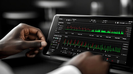 User Analyzing Medical Data on a Tablet in a Clinical Setting During an Annual Health Check-Up