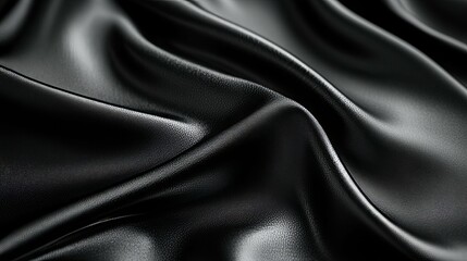 Obraz premium Draped Black Satin Fabric with Smooth, Elegant Waves