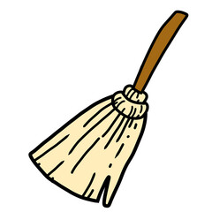 Obraz premium cartoon witch's broom isolated on white transparent background