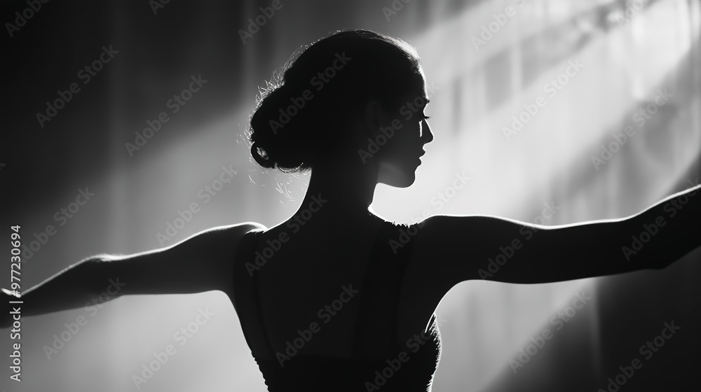 Poster the delicate shadow of the spine curves along the dancers back mirroring the fluidity and control of
