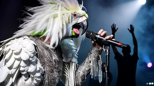 Performing Musician in a Striking Parrot Costume at a Lively Concert Generative AI