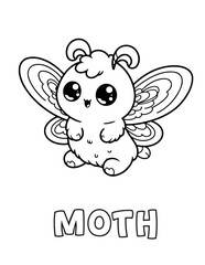 Moth Baby Animal Cartoon Coloring book with name