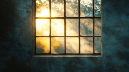 Textured glass window mockup with sunlight filtering through