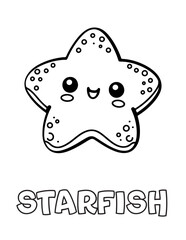 Starfish Baby Animal Cartoon Coloring book with name