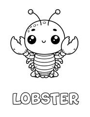 Lobster Baby Animal Cartoon Coloring book with name